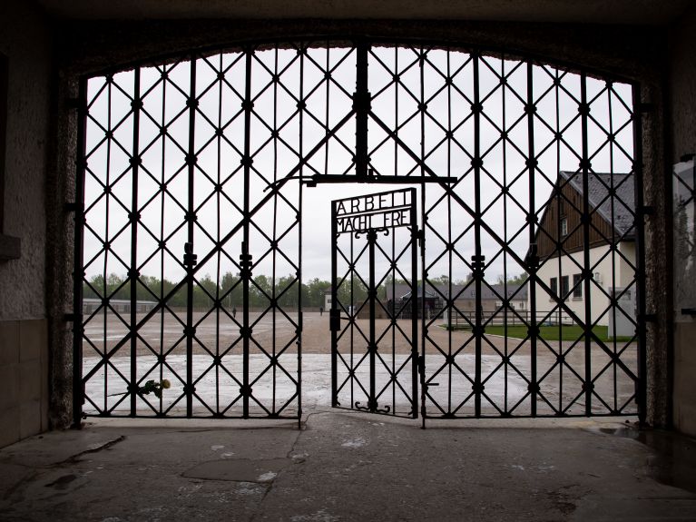 Historical entrance gate of the Dachau Concentration Camp