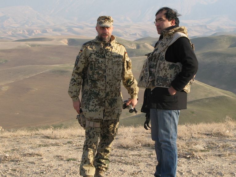 Nouripour with a German soldier in Afghanistan in 2010 Nouripour with a German soldier in Afghanistan in 2010