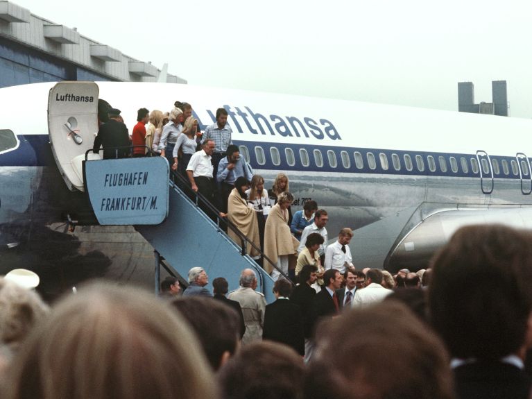 Rückkehr der befreiten Passagiere der Lufthansa-Maschine "Landshut"