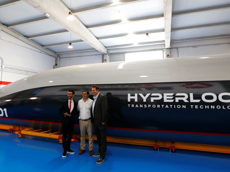 Presentation of a Hyperloop passenger capsule in Spain in 2018 Presentation of a Hyperloop passenger capsule in Spain in 2018