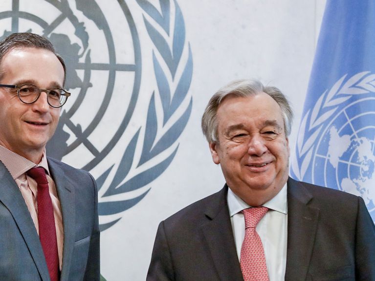 Alemanha no Conselho de Segurança da ONU: o ministro de Relações Externas, Heiko Maas, e o secretário-geral da ONU, António Guterres Alemanha no Conselho de Segurança da ONU: o ministro de Relações Externas, Heiko Maas, e o secretário-geral da ONU, António Guterres