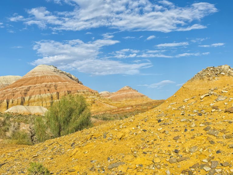 Menacées par le changement climatique : les montagnes d’Aktau au Kazakhstan. 