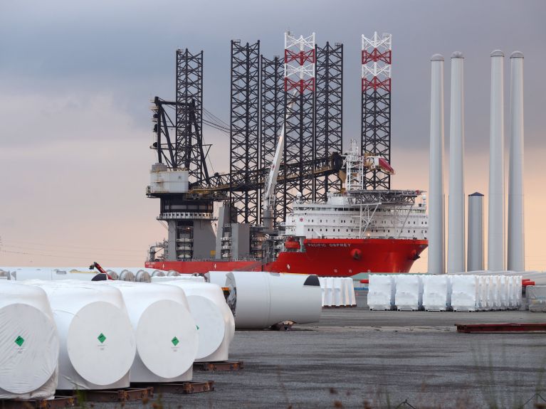 Special ship for building offshore wind farms in the Port of Esbjerg