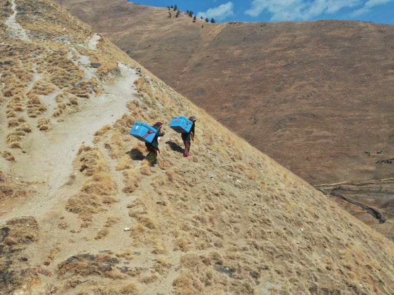 Transporting vaccine doses to the remote Nepalese district of Jumla