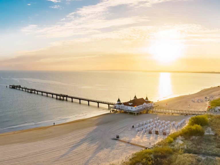 View of the beach and pier in Ahlbeck