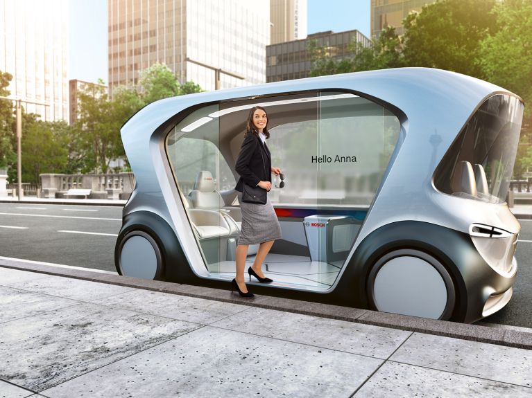 Concept for a driverless shuttle by Bosch