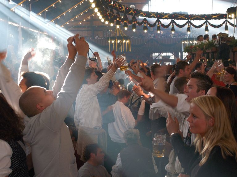 A beer tent at the Oktoberfest 