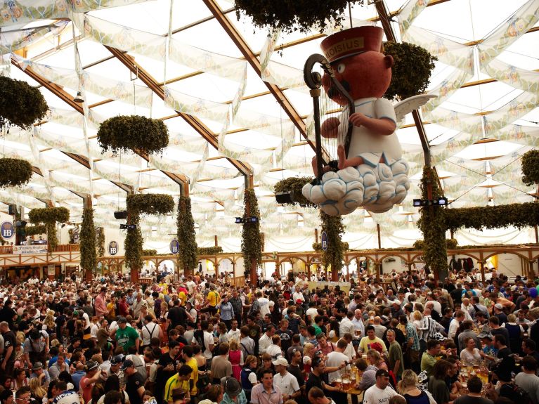 A beer tent at the Oktoberfest