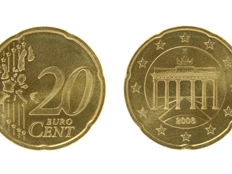 Das Brandenburger Tor ist auf Euro-Cent-Münzen abgebildet. Das Brandenburger Tor ist auf Euro-Cent-Münzen abgebildet.