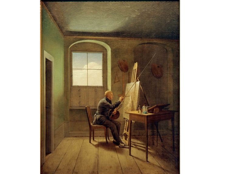 Friedrich Georg Kersting: Caspar David Friedrich en su estudio, 1811 