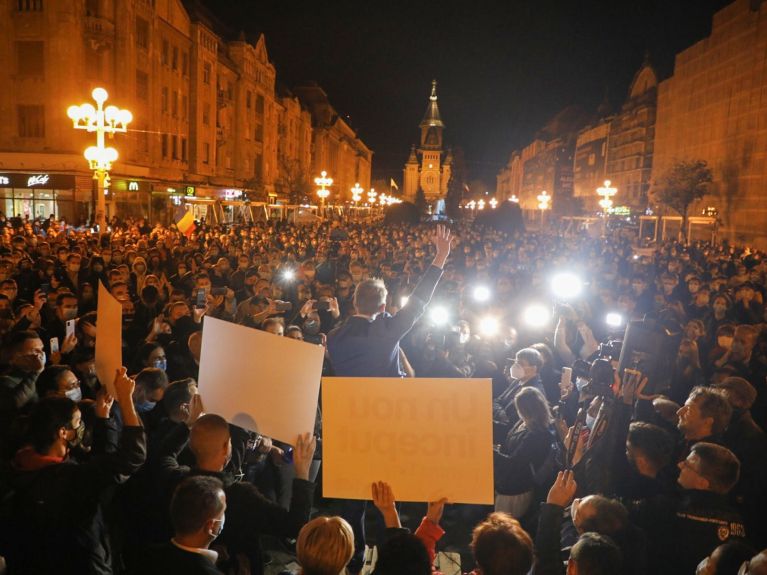  Celebrating after the election night victory in Timisoara 