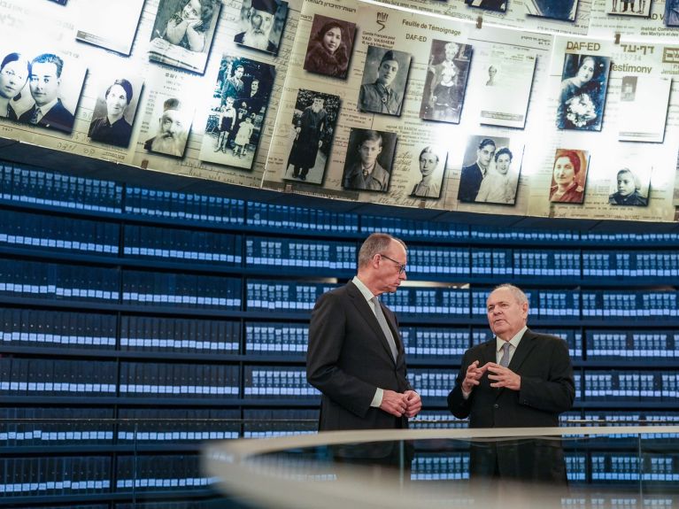 Dani Dayan with Germany’s Federal Chancellor Friedrich Merz at Yad Vashem, December 2025