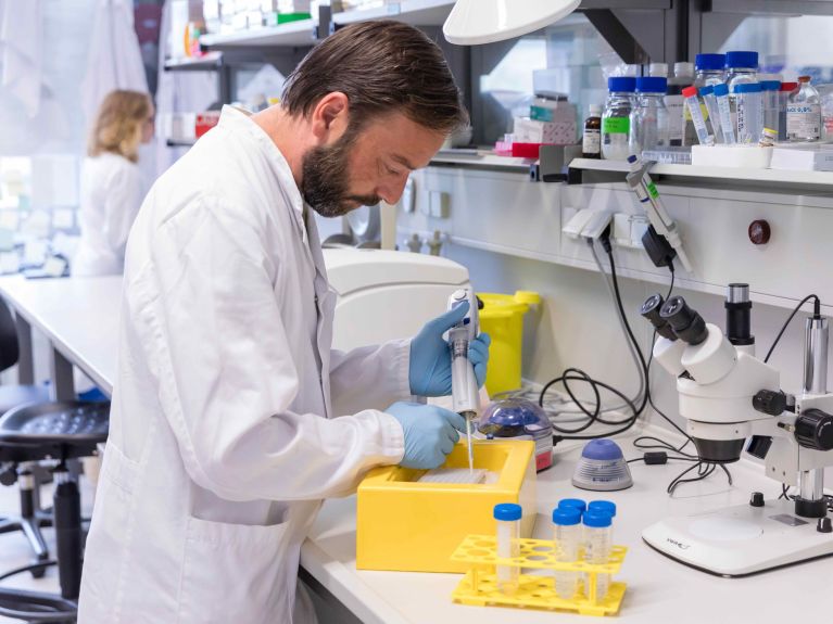 Un assistant en technique biologique en plein travail dans un laboratoire de l’UKE
