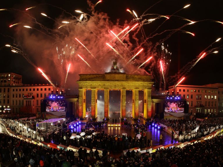 Feier anlässlich der Fall der Mauer am Brandenburger Tor Feier anlässlich der Fall der Mauer am Brandenburger Tor