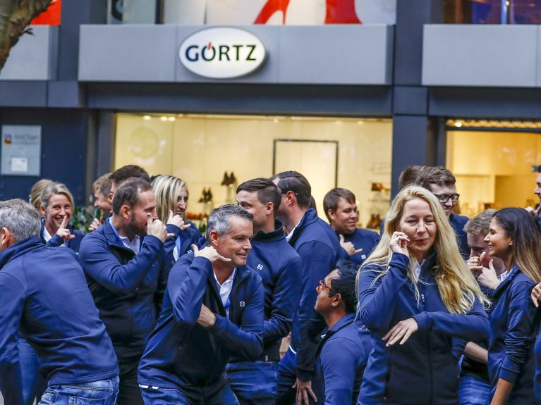 Teamviewer dance outside Frankfurt Stock Exchange