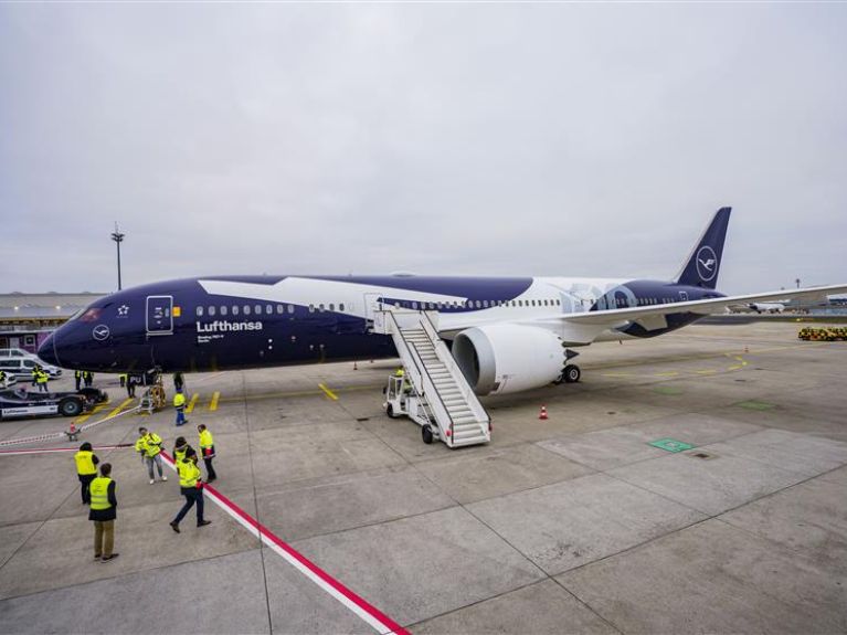 طائرة بوينغ 787 بطلاءٍ خاص "100 عام من طائر الغرنوق" 