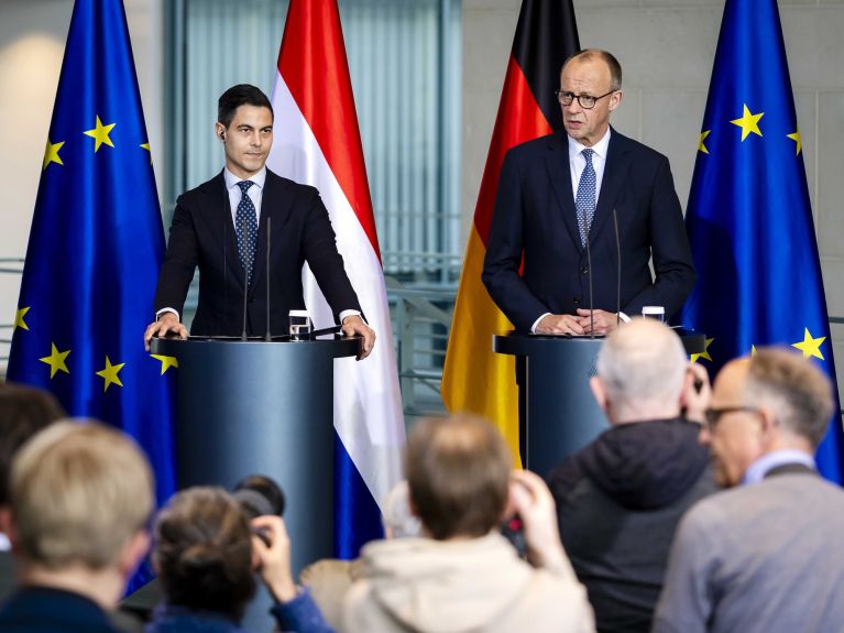 Friedrich Merz (r.) und Rob Jetten