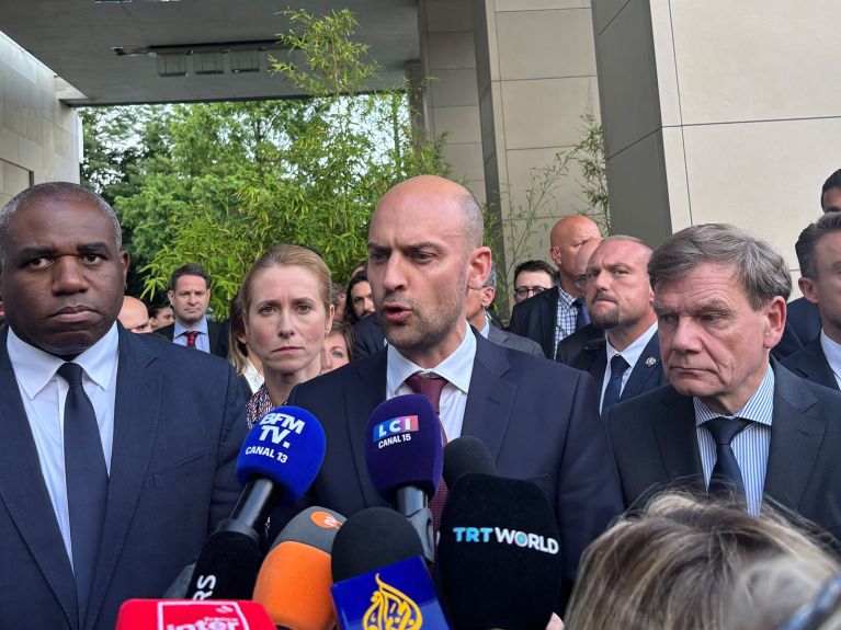 Außenminister von Großbritannien, Frankreich und Deutschland im Juni.