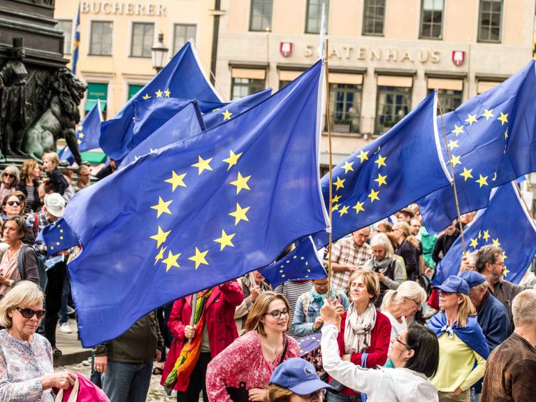 Commitment to Europe: a demonstration in Munich in 2018.
