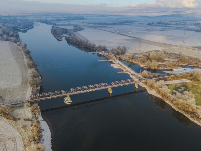 A bird’s eye view of the Danube in winter.