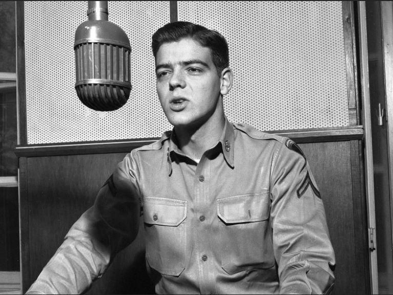 Nick Clooney as a young soldier working for the AFN radio broadcaster in Hesse