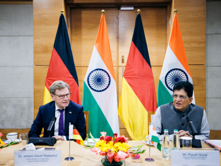 Außenminister Johann Wadephul traf auf seiner Indienreise im September 2025 unter anderem Handelsminister Shri Piyush Goyal.