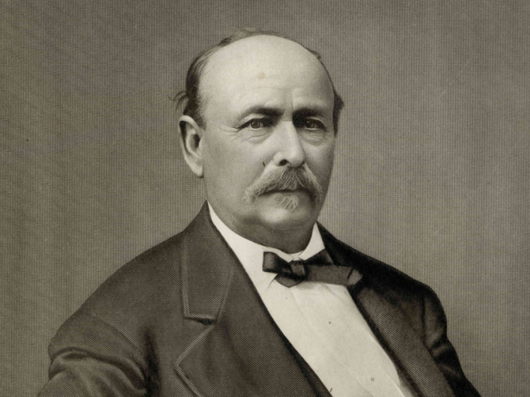 Eberhard Anheuser – emigrierte 1842 aus Bad Kreuzbach bei Mainz in die USA. Aus seiner Anheuser-Brauerei wurde Anheuser-Busch, als er seinen Schwiegersohn Adolphus Busch mit ins Geschäft nahm. Eberhard Anheuser – emigrierte 1842 aus Bad Kreuzbach bei Mainz in die USA. Aus seiner Anheuser-Brauerei wurde Anheuser-Busch, als er seinen Schwiegersohn Adolphus Busch mit ins Geschäft nahm.