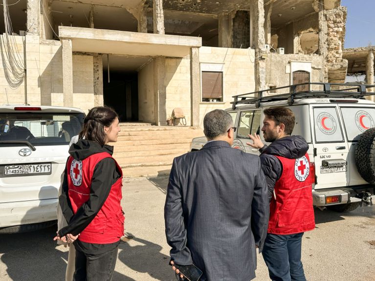 Der Hauptsitz des SARC Aleppo wurde im Krieg stark zerstört. 