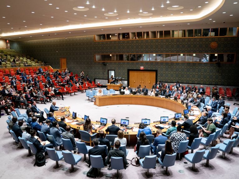 Niemiecki minister spraw zagranicznych Heiko Maas na forum Rady Bezpieczeństwa ONZ w 2019 r.