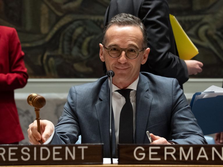 A Alemanha preside a reunião: o ministro das Relações Externas Heiko Maas em Nova York, em 2019. 