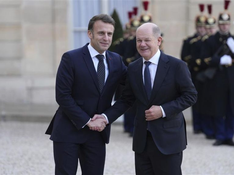 Frankreichs Präsident Macron und Bundeskanzler Scholz. Frankreichs Präsident Macron und Bundeskanzler Scholz.