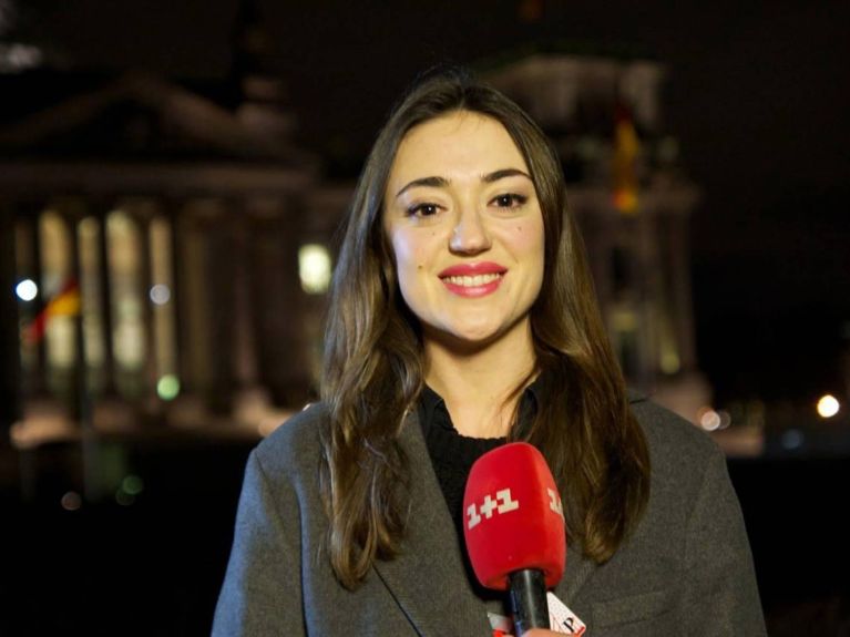 Nataliia Fiebrig durante un informe desde Berlín. 