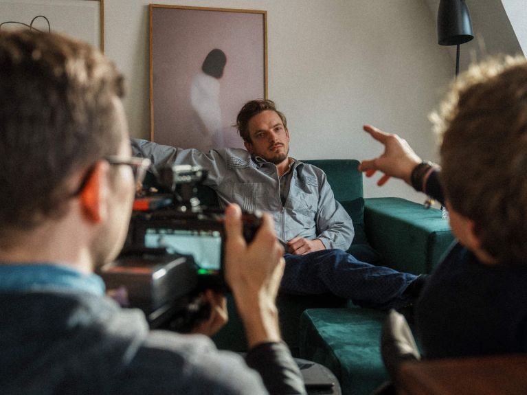 Jan Kampmann bei den Dreharbeiten zum Film „Incogito“ 
