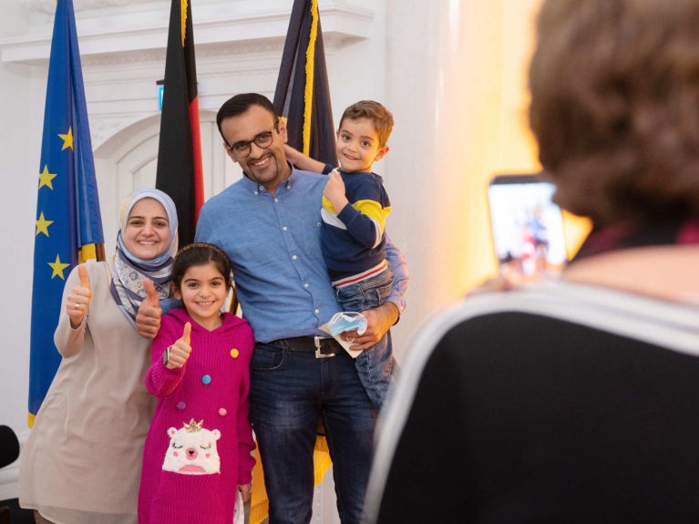 A family from Iraq at a naturalisation ceremony  