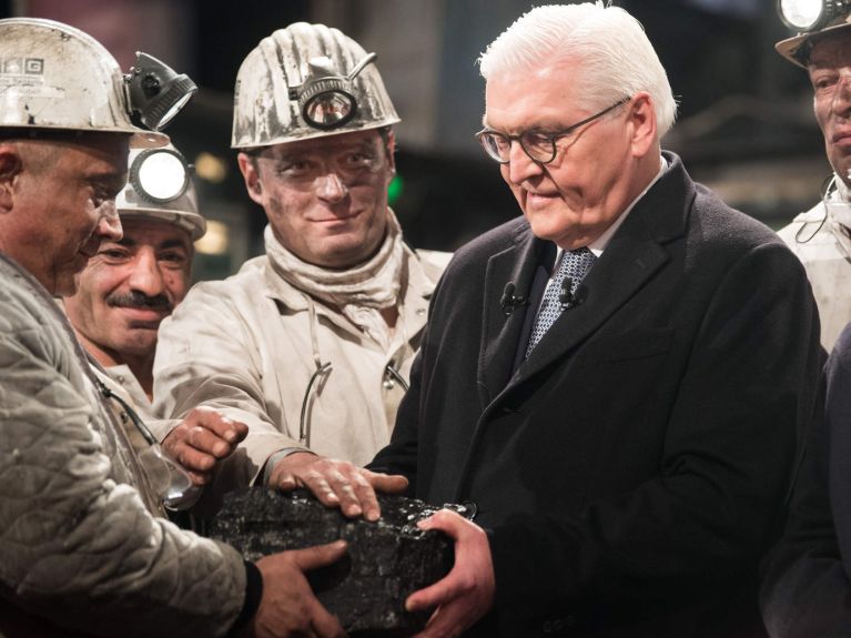 Federal President Steinmeier at the event to bid farewell to coal-mining in 2018. 