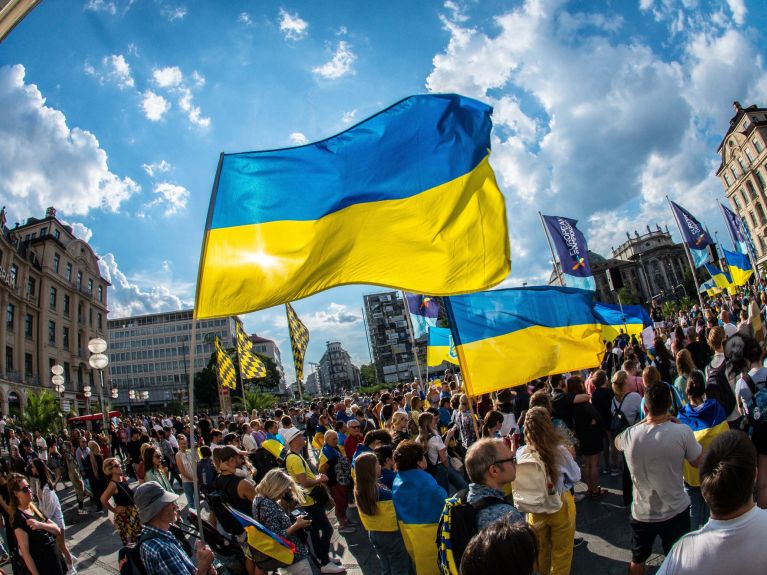 Solidarität in München mit der Ukraine.