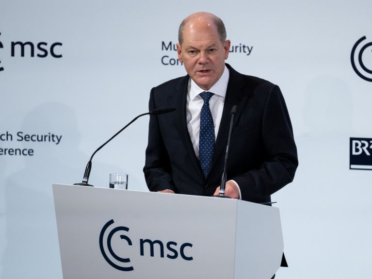 Bundeskanzler Scholz bei der Sicherheitskonferenz 2023 