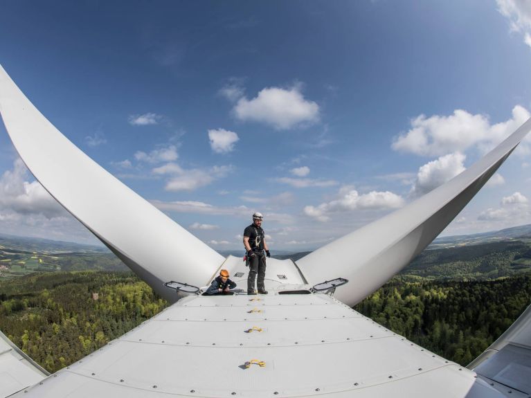 Maintenance at a wind power plant