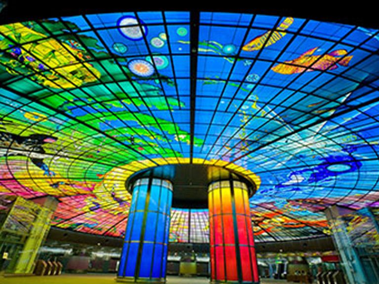 Artwork made from Lamberts glass in a Taiwan subway station