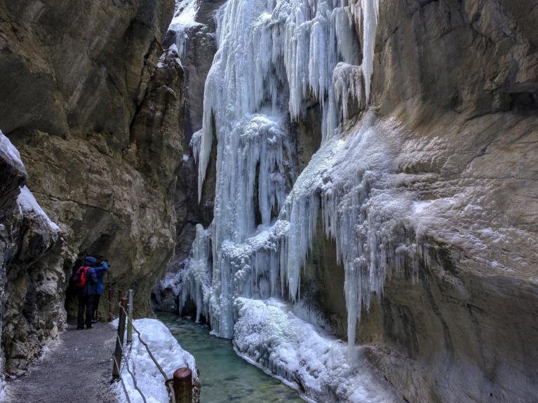     Rugged rocks: the Partnach Gorge in the Bavarian Alps is one of the deepest gorges in Germany. Some 700 metres long, it stretches along the Partnach river, which rushes through the impressive rock faces of the gorge. 