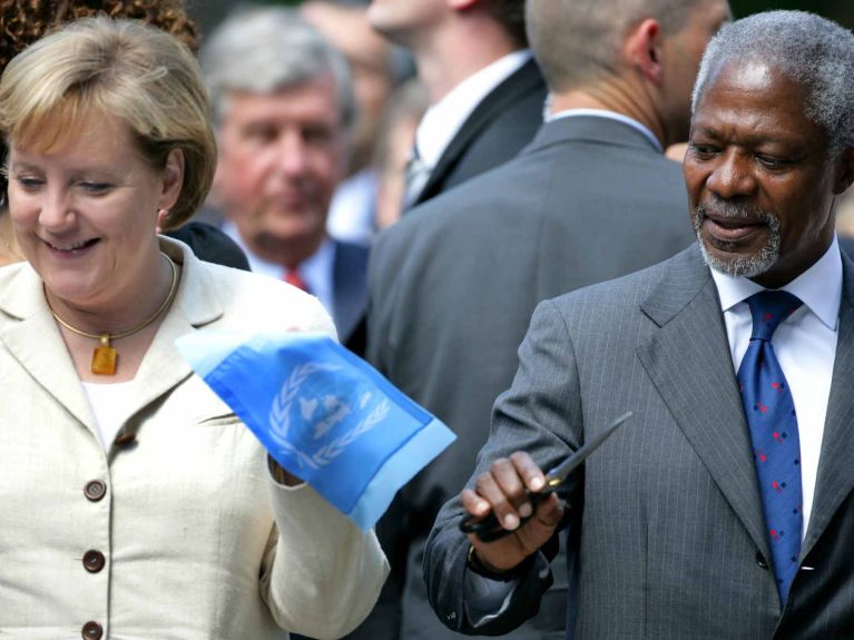 Sekretarz generalny ONZ Kofi Annan i kanclerz Niemiec Angela Merkel 2006 roku