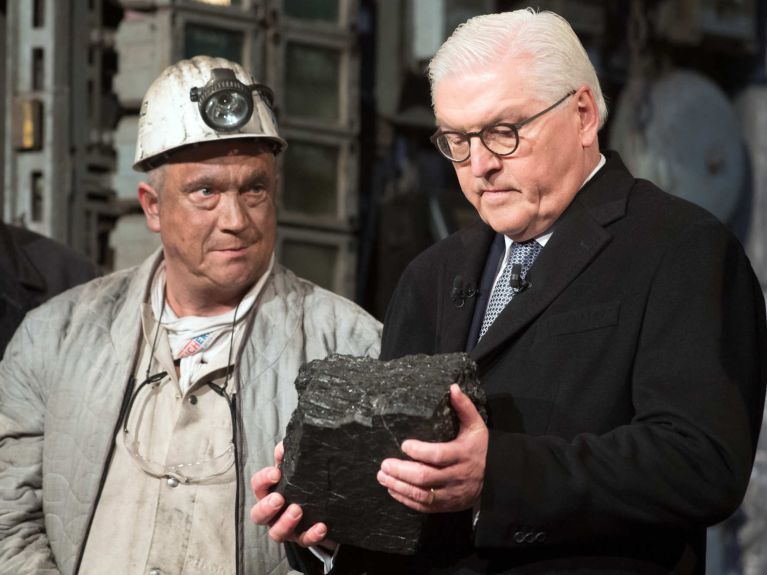 Federal President Steinmeier at the event to bid farewell to coal-mining in 2018. 
