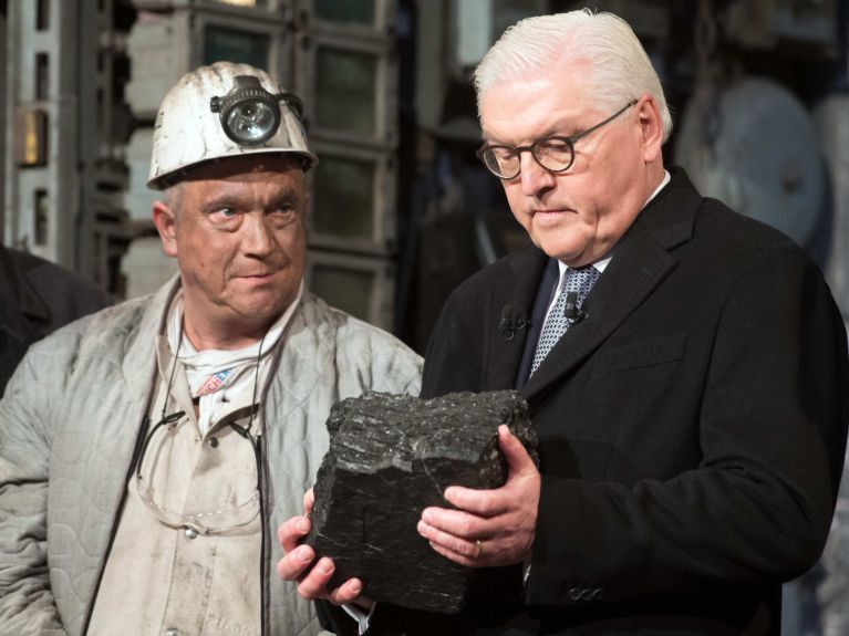 Steinmeier, le Président fédéral, lors de la fermeture des mines de charbon en2018 Steinmeier, le Président fédéral, lors de la fermeture des mines de charbon en2018