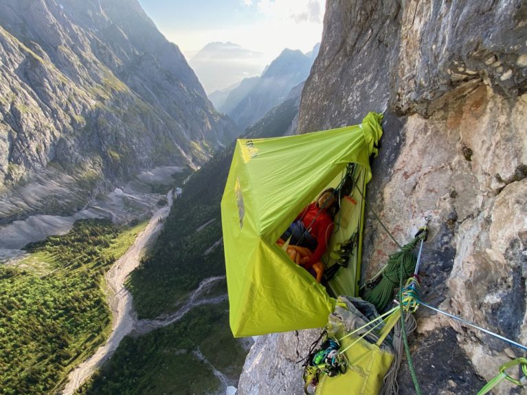 Coach Dörte Pietron in her camp for the night. 