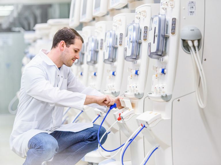 Testing a dialysis machine at Fresenius