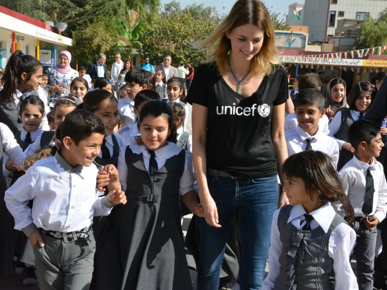 Eva Padberg, ambassadrice de l'unicef, en Irak