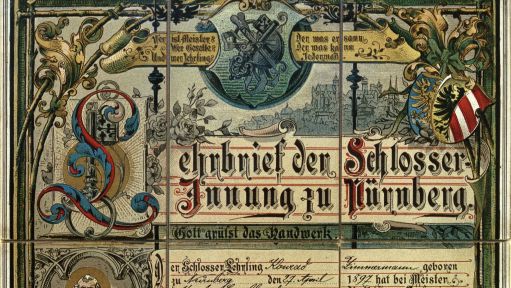 Lehrbrief der Schlosserinnung zu Nürnberg