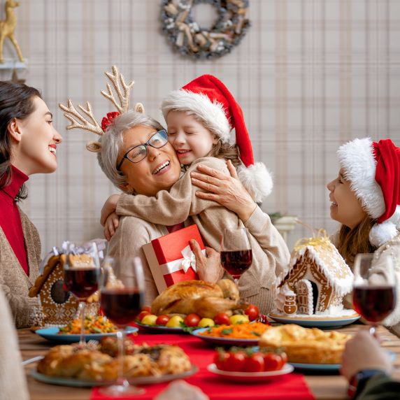 family celebrating Christmas