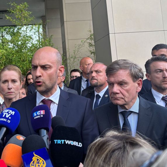 Außenminister von Großbritannien, Frankreich und Deutschland im Juni.