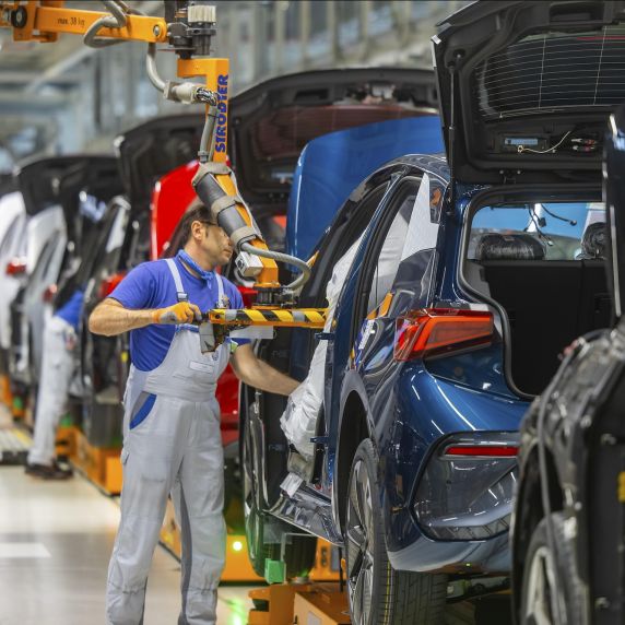 Elektroautomobilproduktion in den Montagehallen von VW in Zwickau.